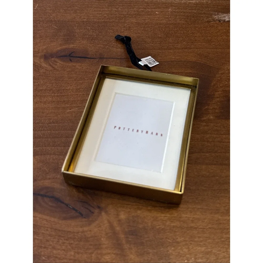 Pottery Barn Stowe Brass Picture Photo Frame Christmas Tree Ornament 4.5